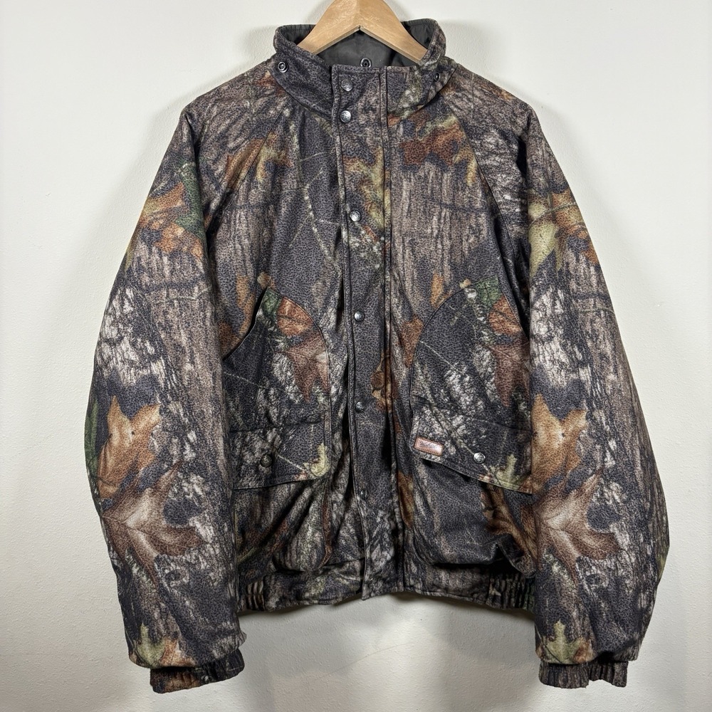 VTG 90s Woolrich Jacket Men's XL Camouflage Bomber Reversible Lined Insulated